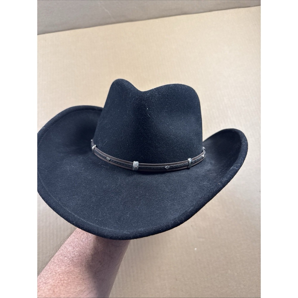 Bailey Black Western Hat with Decorative Band, Rider,light Felt, 100% Wool, Med.